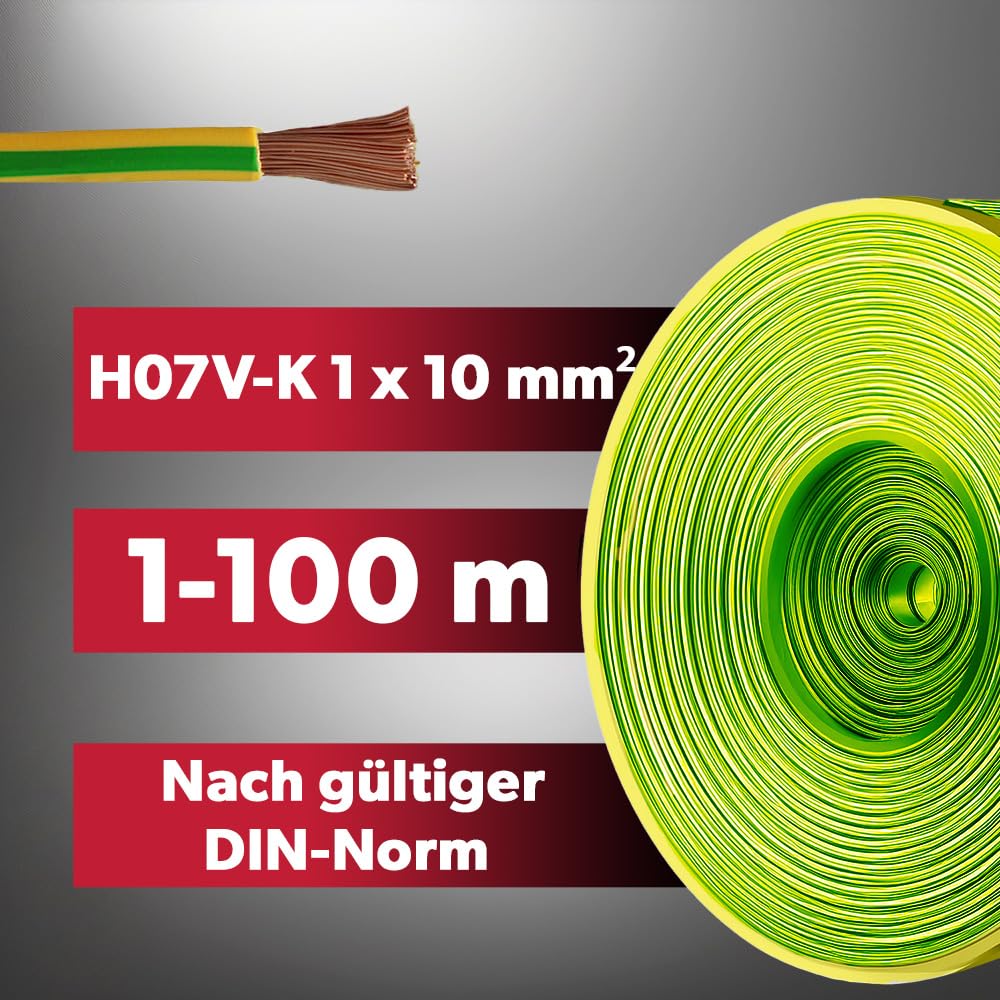 siwitec H07V-K Kabel 1 x 16 mm², Erdungskabel 16mm2, Erdungsleitung PVC feindrähtig, grün-gelb, Verdrahtungsleitung 450/750V, flexible Aderleitung, 1-100 m in der Auswahl - Ihre Länge: 15 m