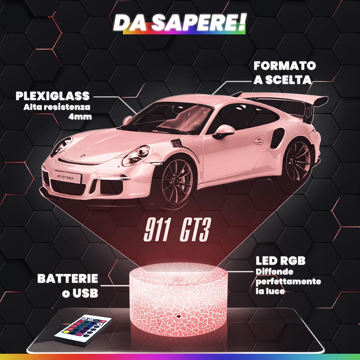 Lampephoto.fr - Lampada 3D Auto Supercar Gt-R R35, Luce Notturna Tattile Auto Supercar Gt-R R35, Illusione 3D Led, Idea Regalo di Natale per Ragazzi e Ragazze Lampada da Comodino TOP