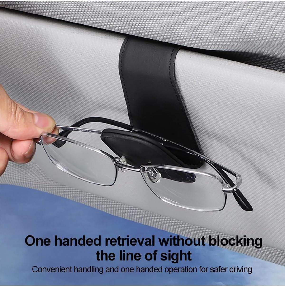 Sunglass Holder Universal Car Sun Visor Eyeglass Hanger Clip PU Leather Glasses Holder Storage Auto Interior Accessories Car Sunglasses Holder(Gray)