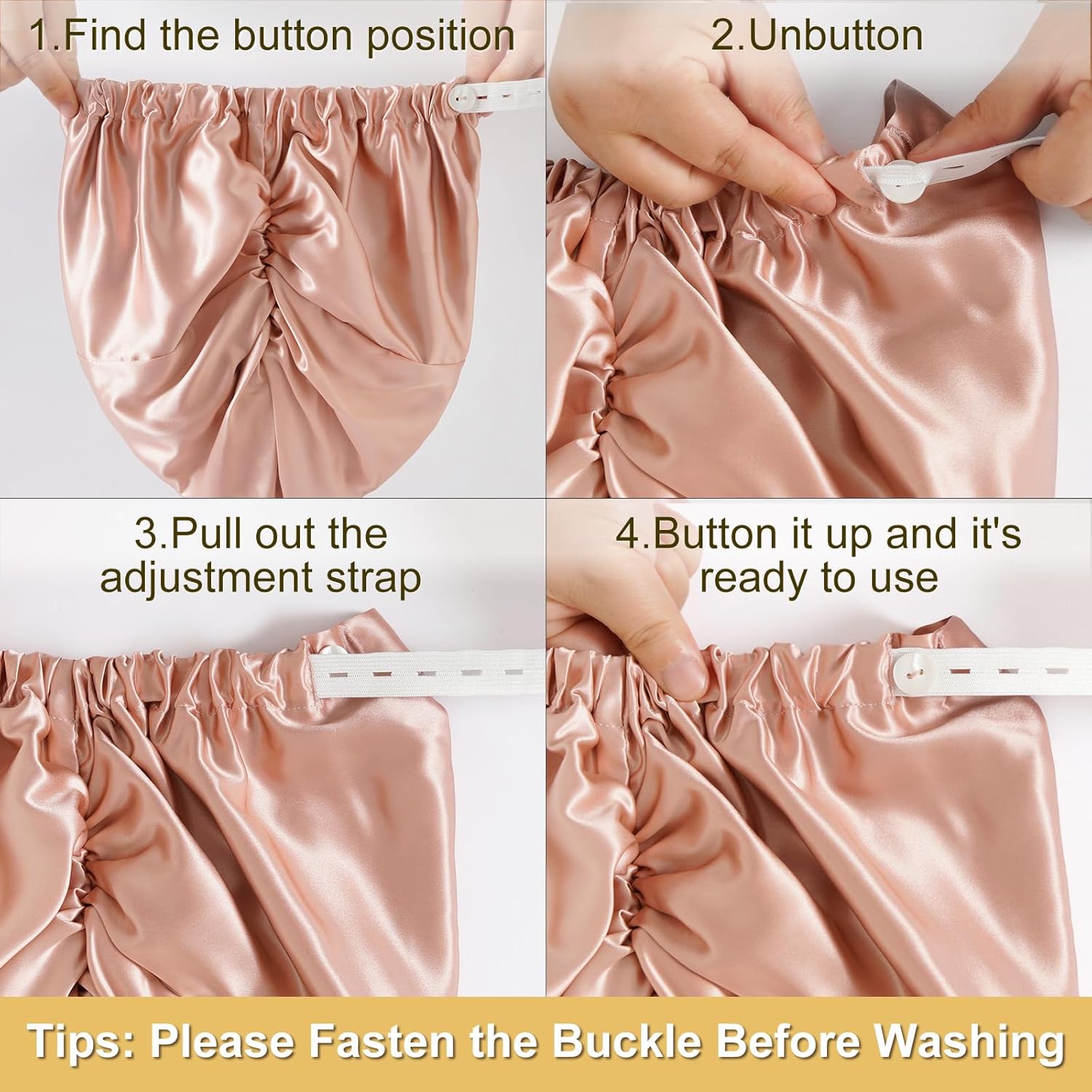 ZIMASILK 22Momme 100% Mulberry Silk Sleep Cap for Women Hair Care, Adjustable Silk Hair Wrap for Hair Protection, That Reduces Falling off (1Pc, Blush Pink)