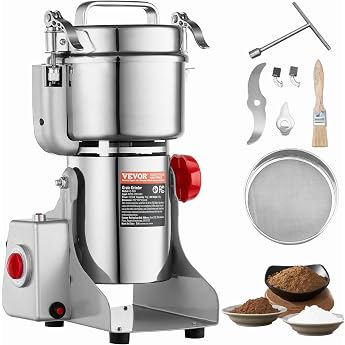 VEVOR 750g Electric Grain Mill, High Speed Spice Mill with 2000W, Stainless Steel Powdering Machine, for Dry Grains, Spices, 