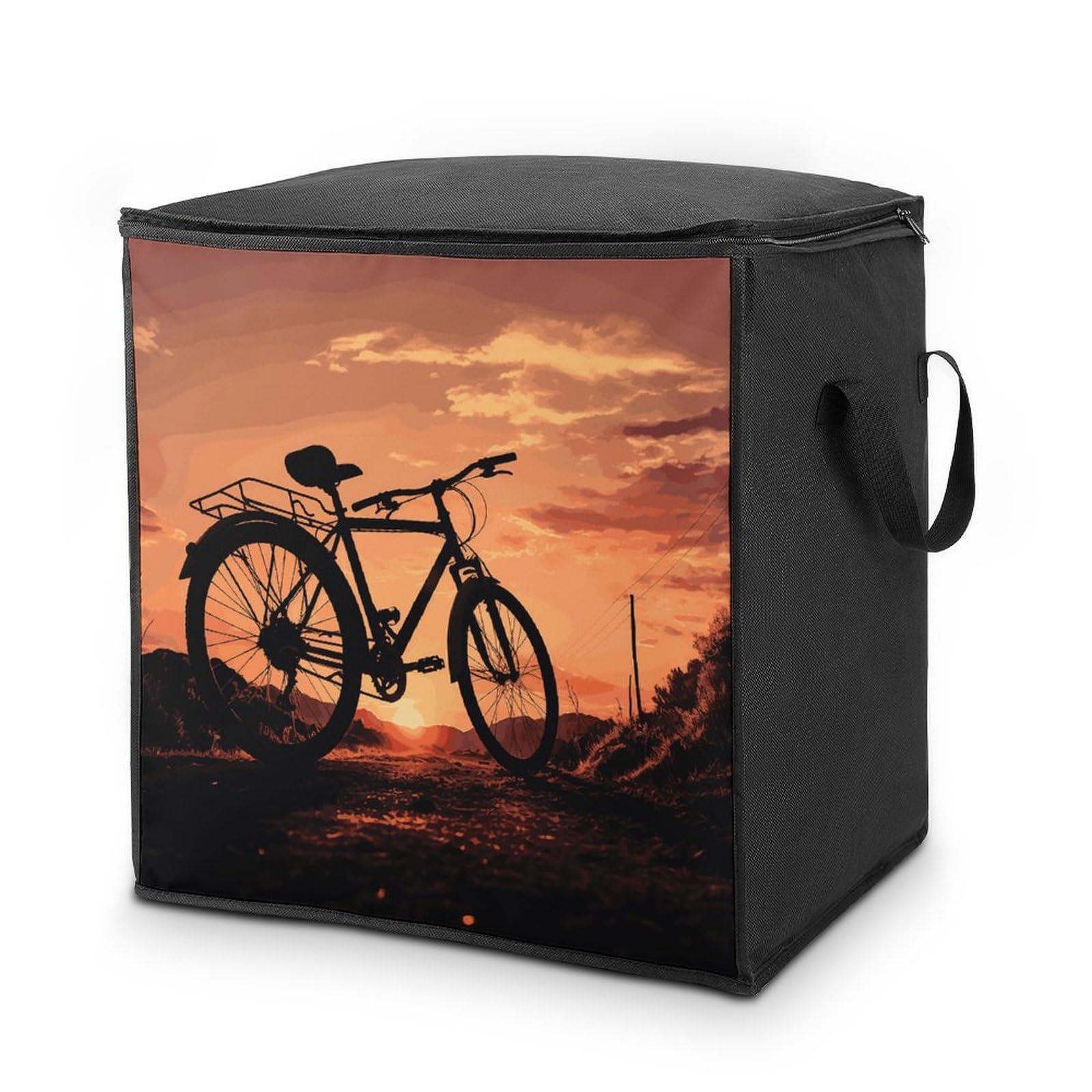 Road Bicycle Storage Bag with Zippers And Handle Extra Large Bedding Comforter Storage Bag Foldable Blanket Storage Bags Fabric Moving Bags for Closet Organizer (70L)