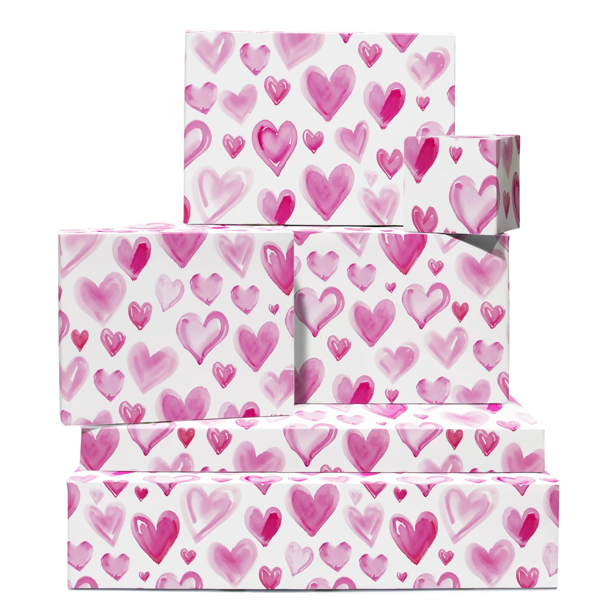 CENTRAL 23 Happy Birthday Wrapping Paper - 6 Sheets Heart Gift Wrap For Girls...