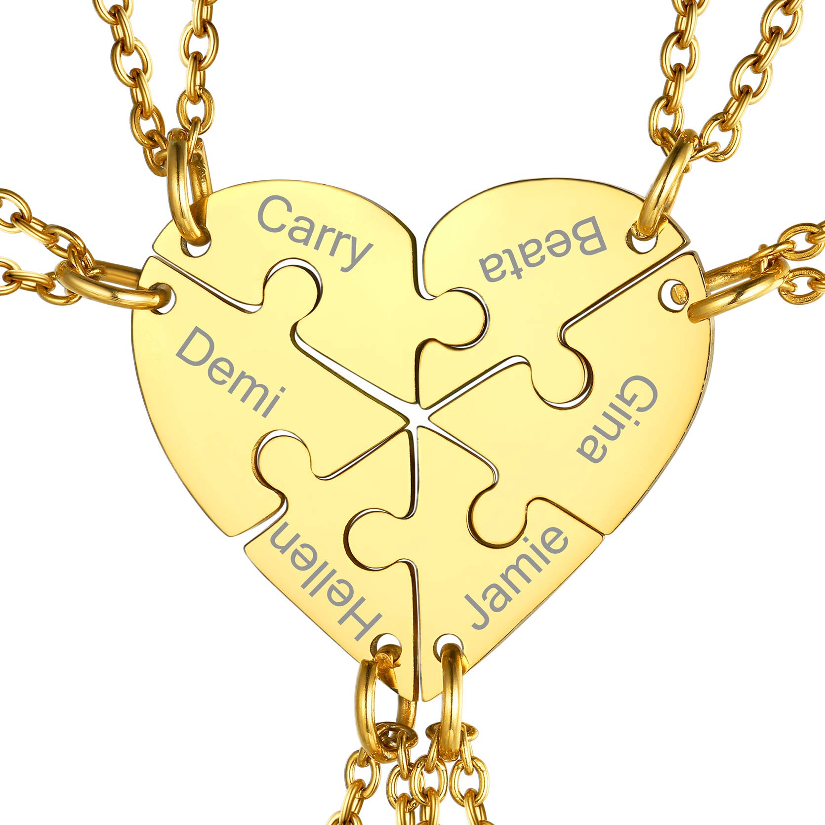 GoldChic JEWELRY Collana Donna Cuore Puzzle Collane Personalizzate, Ciondoli Di Amicizia Divisi In Acciaio Inossidabile Per Lui e Per Lei, Madre Figlie Gioielli Di Famiglia Regali Per Coppie