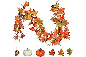 Fall Garland with Pumpkins and Pine Cones Decor