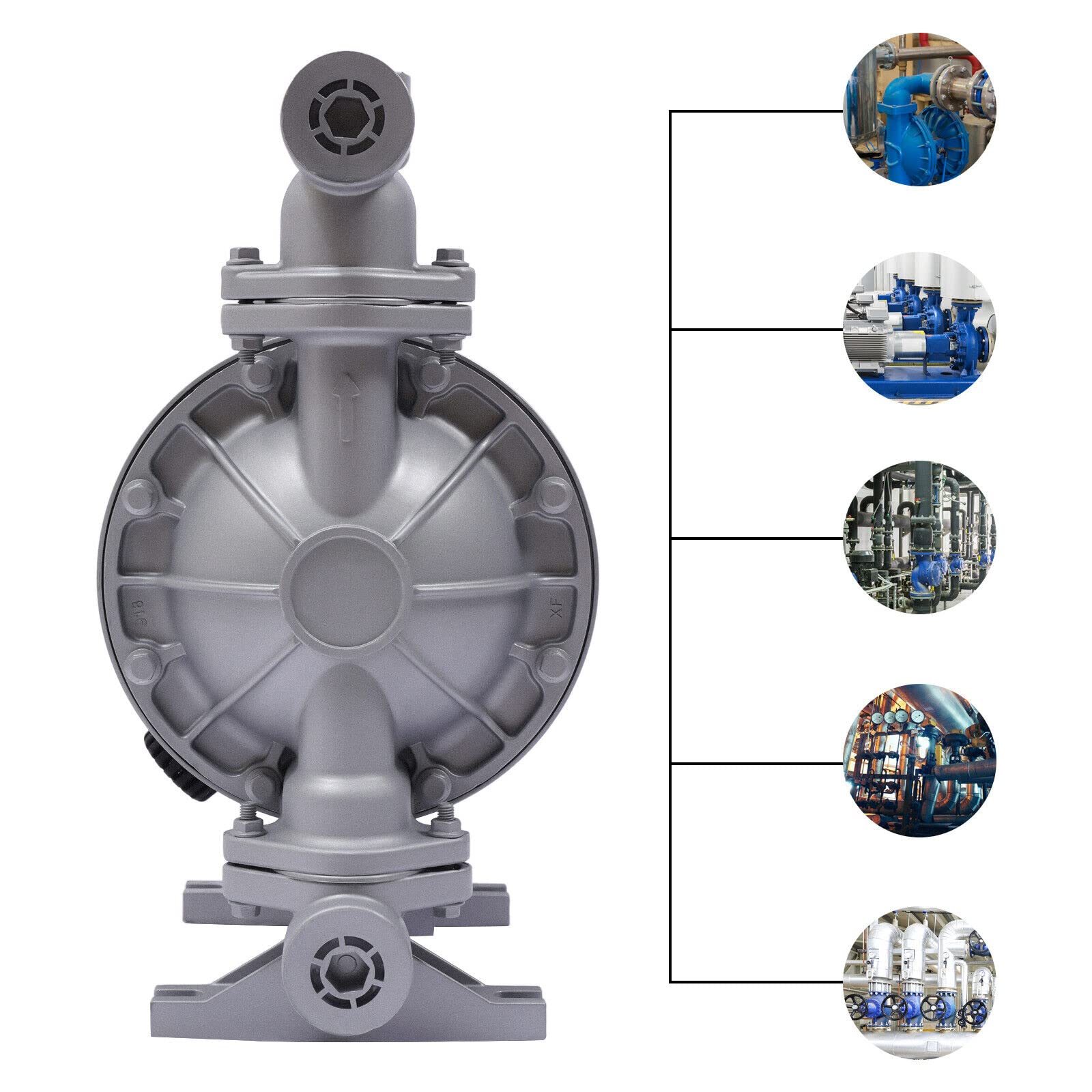 SHZICMY Bomba Neumática de Doble Diafragma 1/2″ Entrada 4″ Salida, Acero Inoxidable, Autocebante para Químicos – Bomba de Aire Accionada