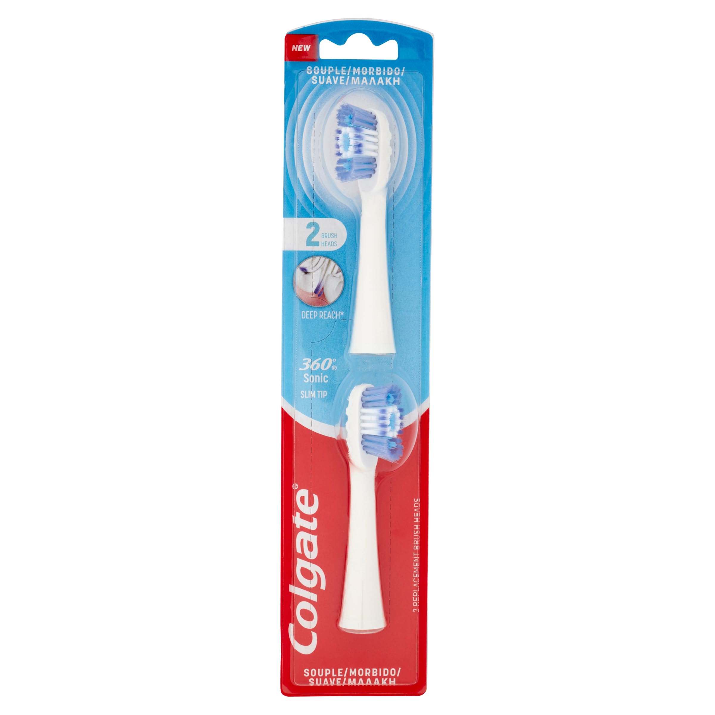 COLGATE - Colgate Sonic Refill 360° Medium Battery Toothbrush Head Refill - 2 Brush Heads - Optimal Tooth Cleaning