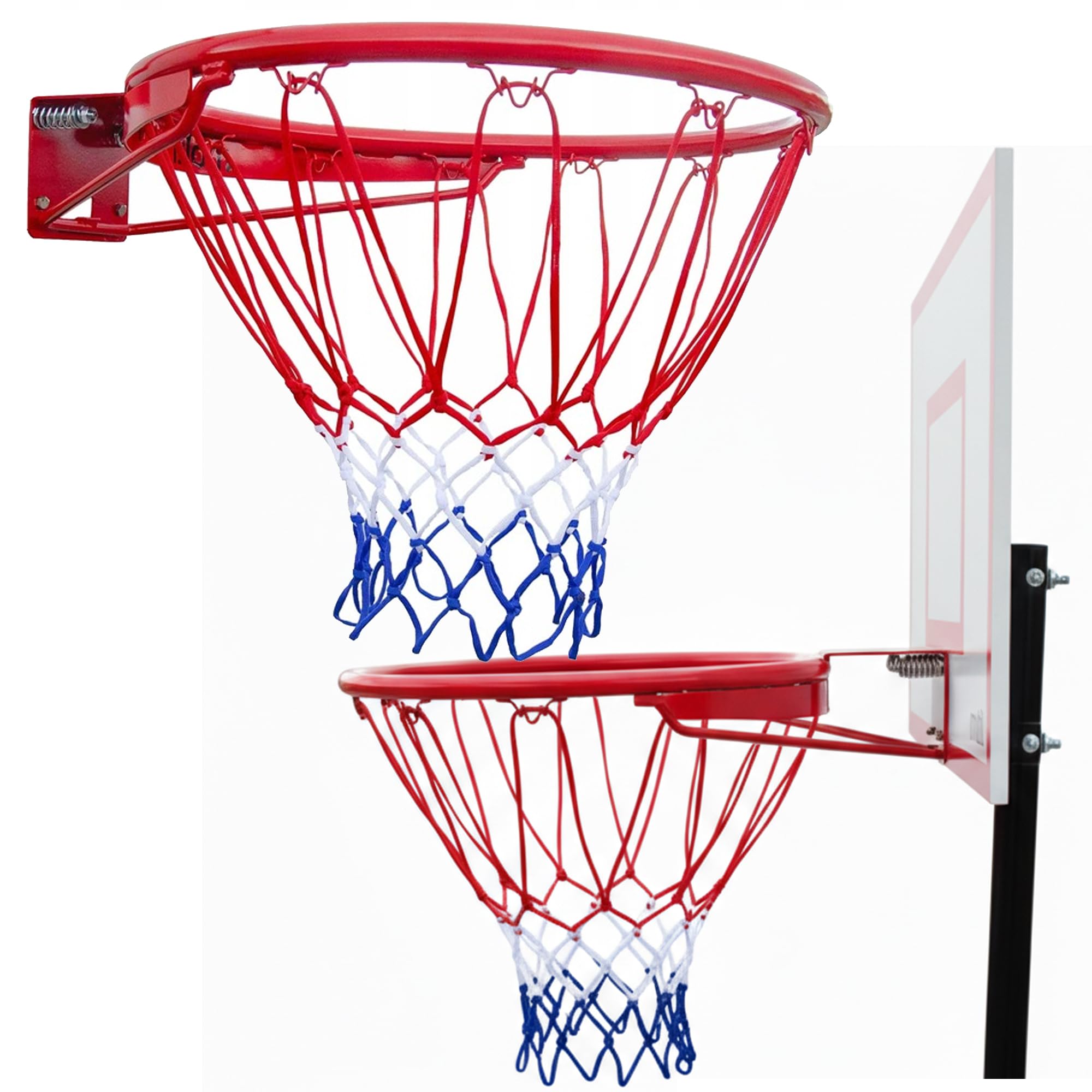 molti Canestro da basket, montaggio a parete, Ø 45 cm, anello da basket con rete per bambini, adulti, per esterni e interni