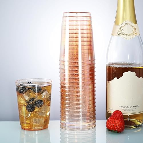 Miniatura 7 de Homy Feel Vasos de plástico con purpurina azul de 10 onzas, 50 unidades, tazas de cóctel desechables, vino de plástico, vasos de plástico, vasos de