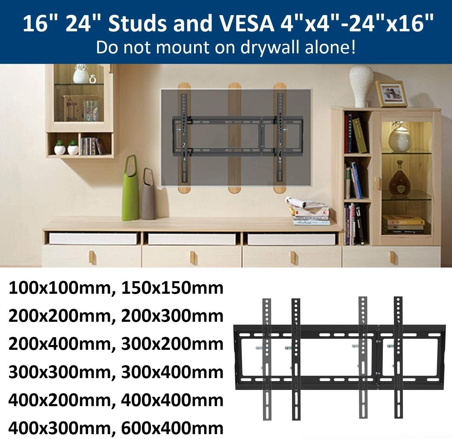 Tесh Dеаlѕ 🔥 Tilting TV Wall Mount Bracket Design for Most 32-85 Inch LED Plasma Flat Curved Screen TVs ,JUSTSTONE Low Profile TV Mount with VESA 600x400mm Holds up to 165 Lbs, Fits 8 to 24 Studs,Can Be Leveled