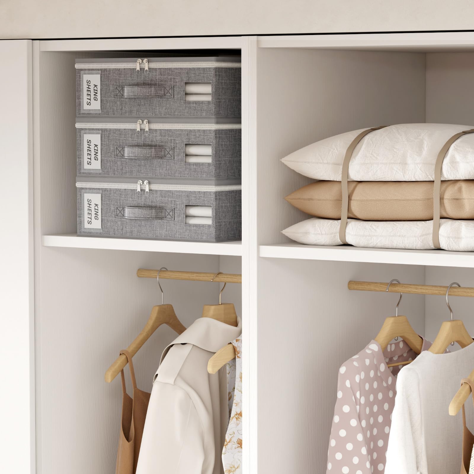Lifewit Grands Sacs Rangement Drap de Lit Pliables, Boite Parure de Lit avec 2 Fenêtres Transparentes et 1 Étiquette, Organisateur Drap, Range Housse Couette, Couverture, 38 × 33 × 12 cm, Lot de 3