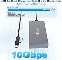 Vista 7 de Lector de tarjetas CFexpress tipo B 8 en 1 con 2 USB de 10 GB, USB 3.2 Gen2 10Gbps CF Express Reader hub para CFexpress tipo B/SD/TF/CF/XD/MS/USB