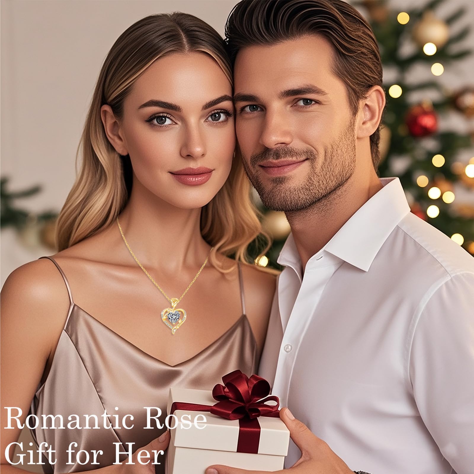Collar Mujer con Rosa Colgante Plata de Ley 925 Joyas Mujer Regalos Mama