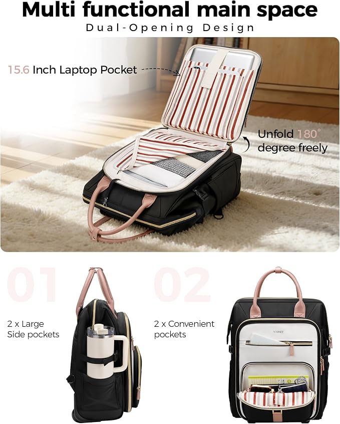 Mochila con ruedas Ytonet para mujer 15.6 pulg miniatura 4