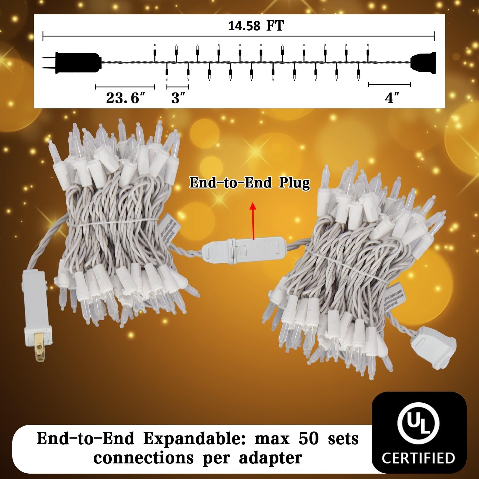 Heyworld Luces de Navidad parpadeantes suaves, mini luces parpadeantes al azar en cable de alambre blanco, 50 de 50 luces parpadean, aprobadas por UL para decoración de interiores y exteriores (1, 50
