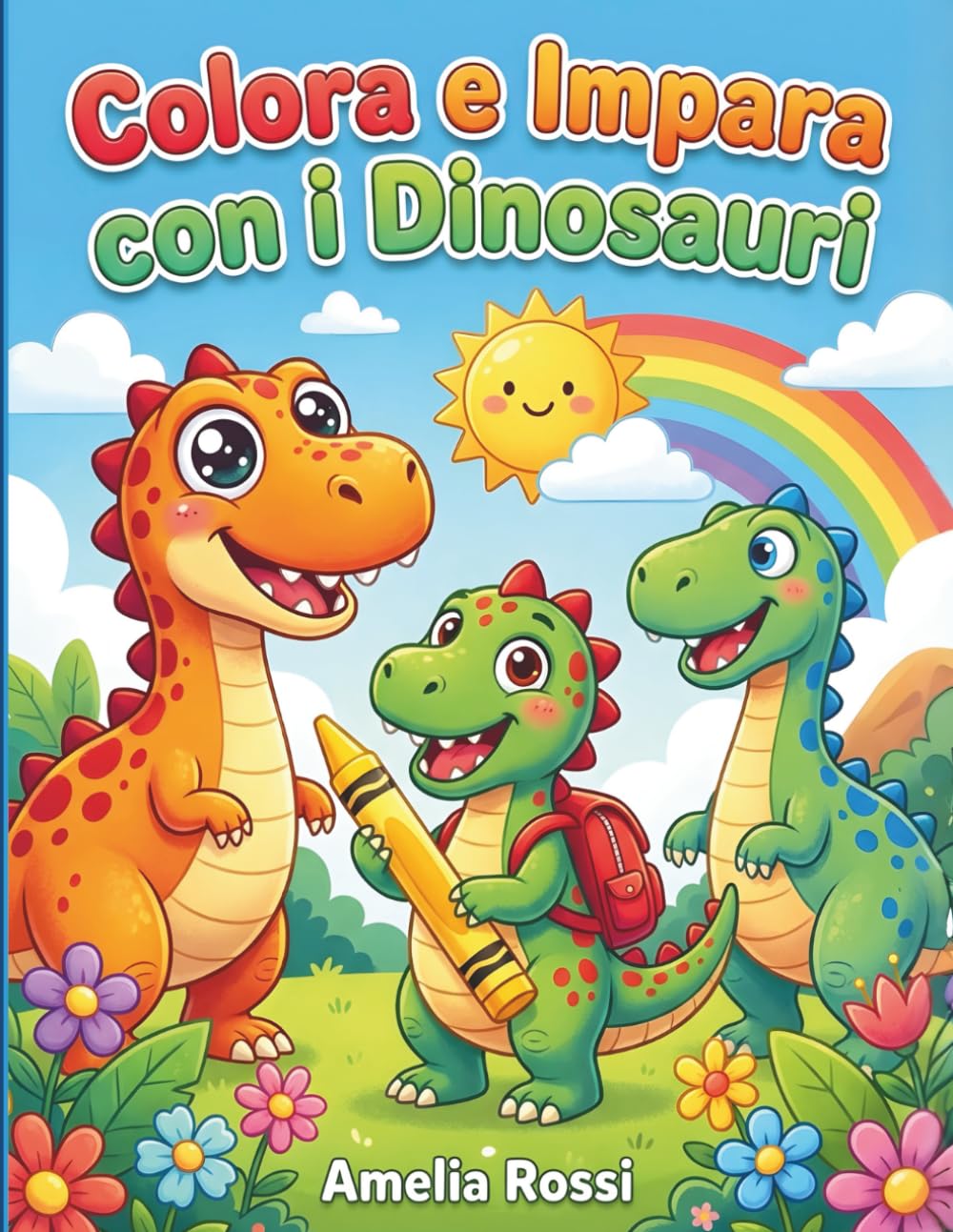 Colora e Impara con i Dinosauri: Libro da Colorare Educativo per Bambini 4-8 Anni con Curiosità, Schede Didattiche e Disegni Grandi | Attività Creative per la Scuola dell'Infanzia e Primaria