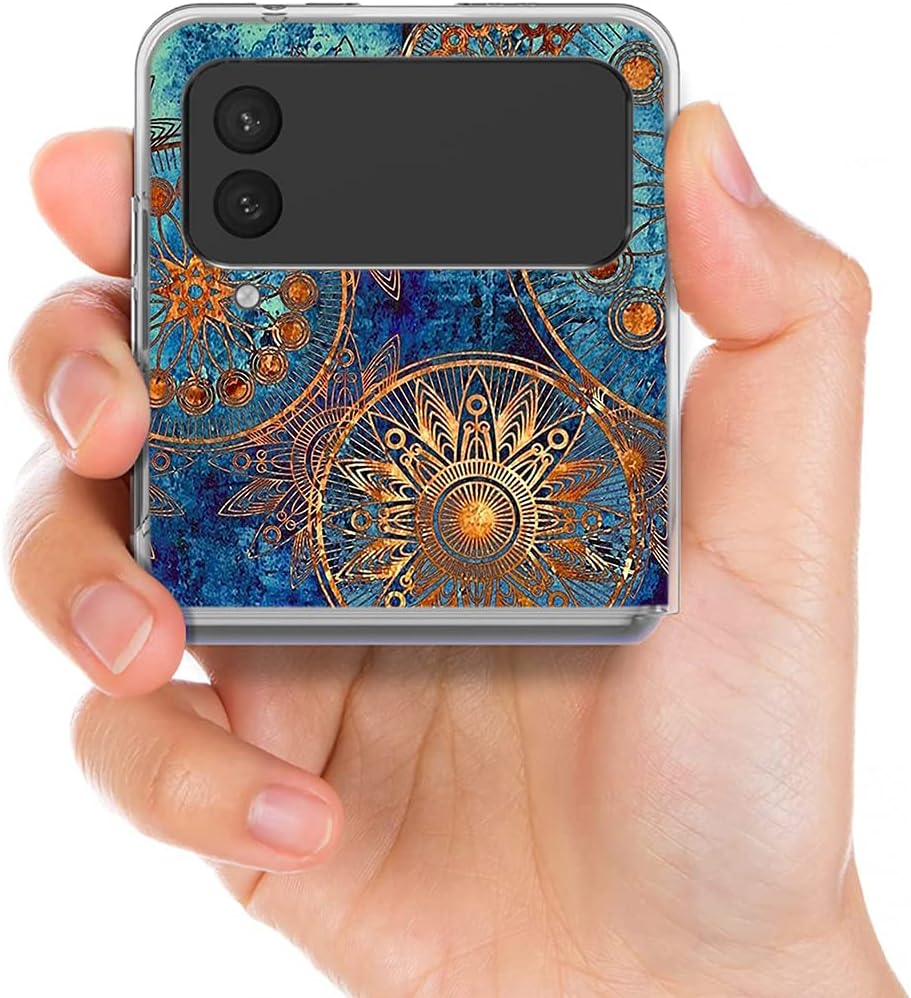 Bcov Galaxy Z Flip 3 5G Case, Gorgeous Colours Circle Mandala Anti-Scratch Solid Hard case Protective Shookproof Phone Cover for Samsung Galaxy Z Flip 3 5G