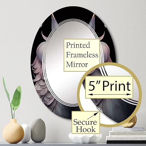 Miniatura 3 de DesignQ Hermoso retrato de un unicornio III espejo de tocador, espejos de baño, espejos de pared para sala de estar, dormitorio, espejo ovalado,