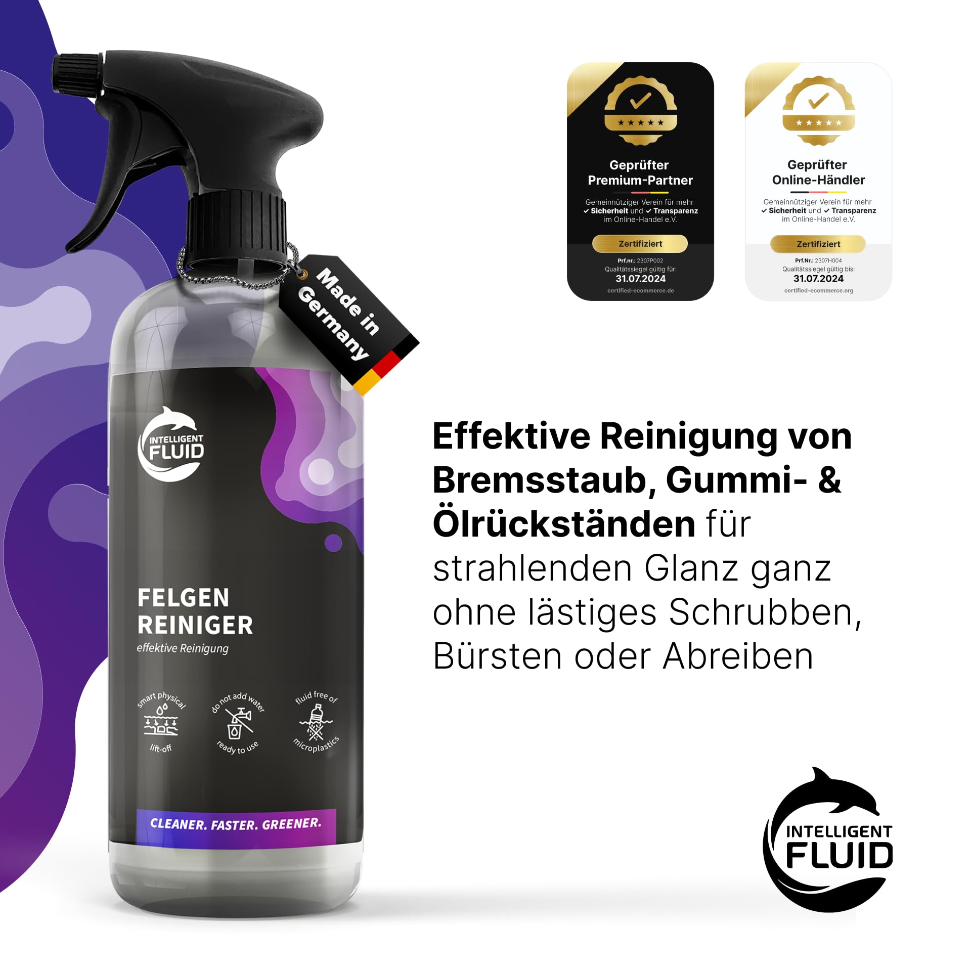 Reatowrol Intelligent Fluids Premium Rim Cleaner Spray – Effective Rim Cleaner for Car and Motorcycle – Car Rim Cleaner for Heavy Dirt on Steel and Painted Alloy Wheels (500 ml)