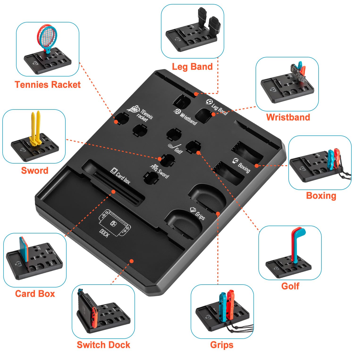 16-in-1 Accessori per Switch Sport, Accessori per Nintendo Switch Sport/Switch Joycon, Regalo di Natale Set di Gioco per Famiglia con Griff Organizer Joycon Compatibile con Switch 2 2025