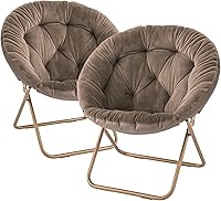 Vista 27 de Magshion Silla platillo para adultos, cómoda silla de sala de estar para dormitorio, esquina, dormitorio, apartamento, asiento circular esponjoso