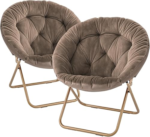 Miniatura 27 de Magshion Silla platillo para adultos, cómoda silla de sala de estar para dormitorio, esquina, dormitorio, apartamento, asiento circular esponjoso