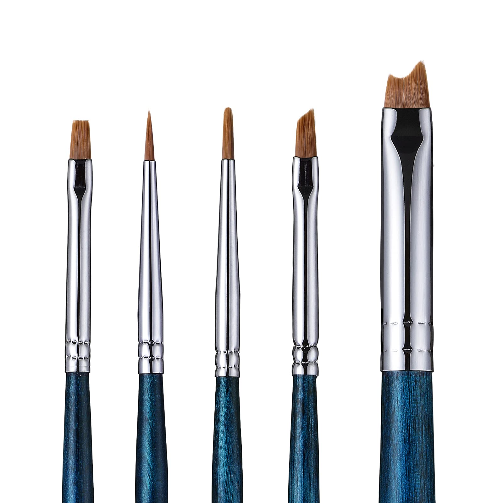 Eyeliner Brushes Gift Set, 5Pcs Eye Liner Brushes Set, Angled Eyeliner Brush Fine Point, Precision Detailed Art Brushes with Ultra-fine Bristles, Flat Eye Makeup Brush for Winged Liner (Sapphire Blue)