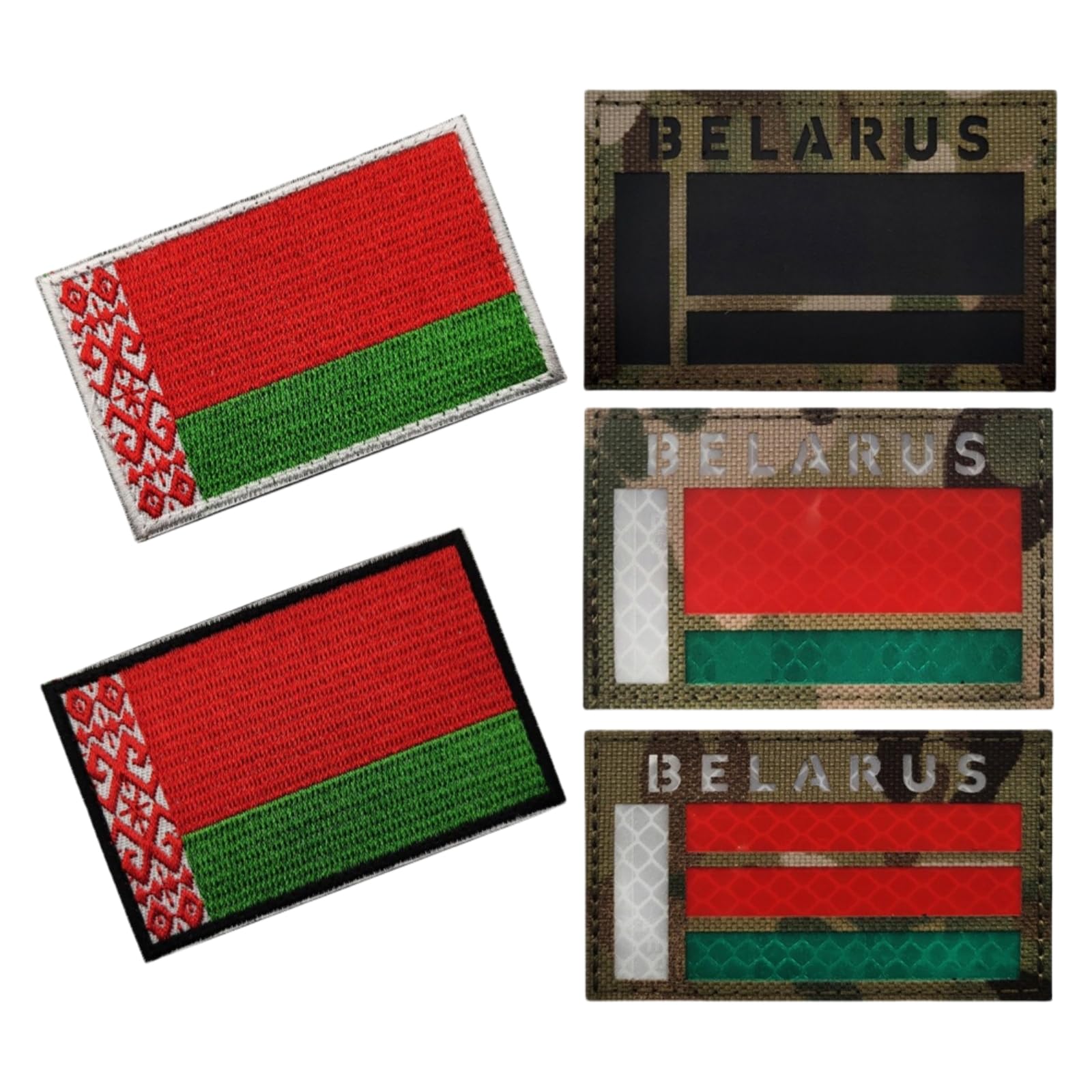 Patch drapeau biélorusse nylon badge réfléchissant IR militaire pour gilet et uniforme