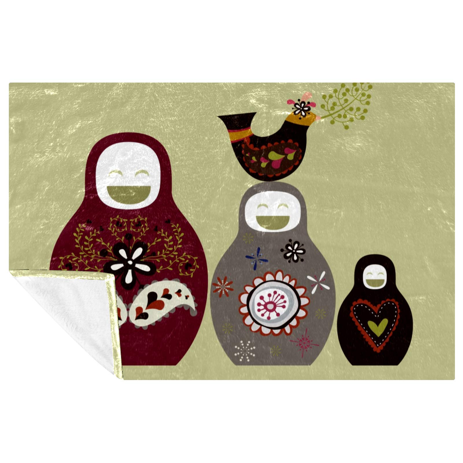 Couverture douce de poupées russes pour lit et canapé de 150x100 cm