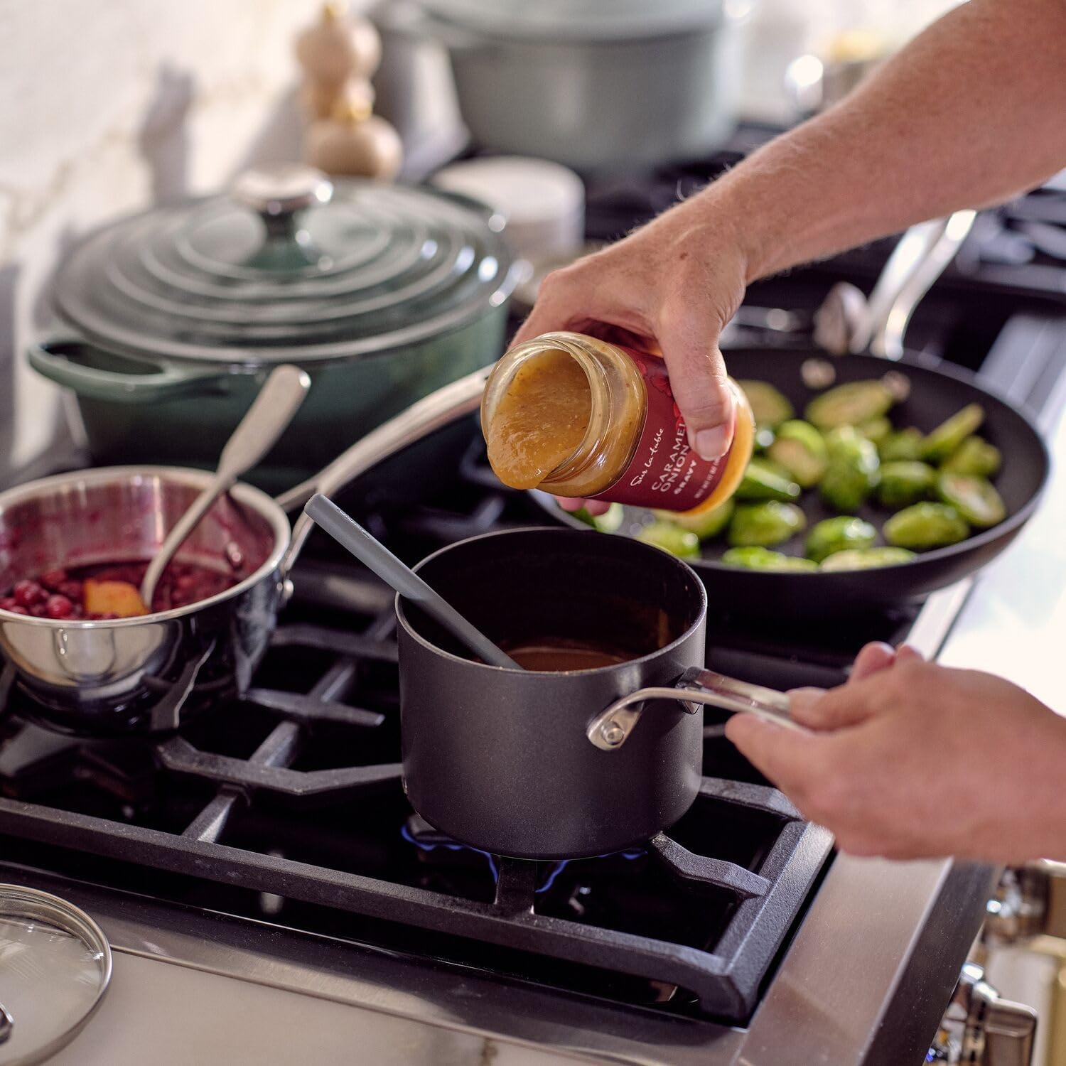 Sur La Table Signature Hard Anodized Nonstick Saucepan, Black