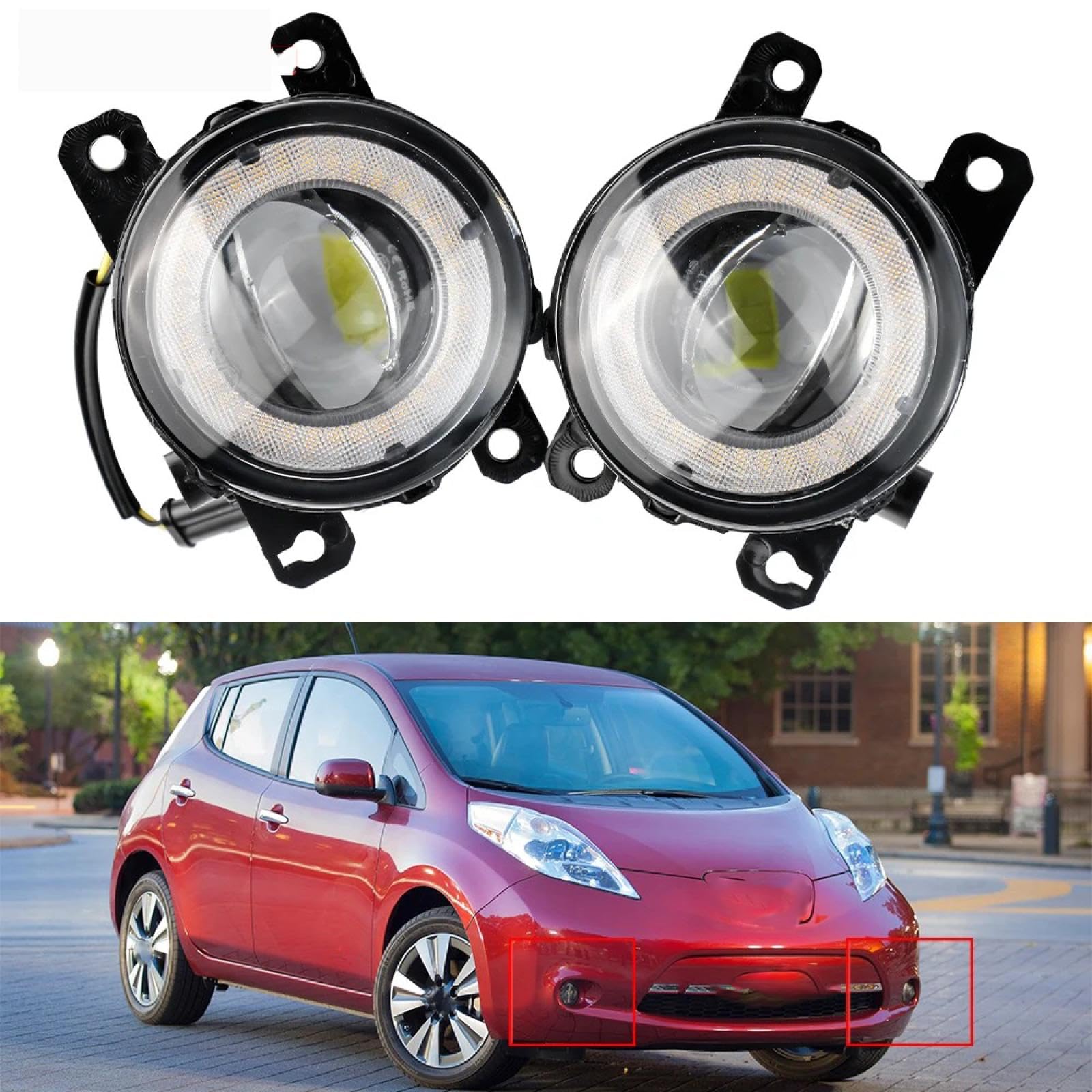 Mistlampen 2 szt. Samochodowe światło przeciwmgielne LED Angel Eye światła do jazdy dziennej DRL 30W 8000K 12V Dla Renault Dla Kadjar 2015-2022