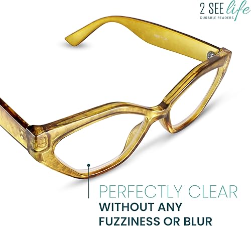 Miniatura 2 de Lentes de lectura geométricos de ojo de gato verde y dorado para mujer, para lucir elegante con alta visión, cómodos lentes de lectura para mujer