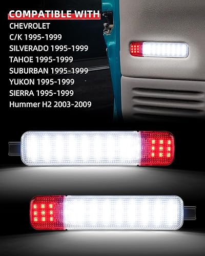 Miniatura 6 de 4 piezas de luces LED para panel de puerta interior, luz de cortesía compatible con 1995-1999 Chevy CK Silverado Sierra Yukon, luz reflectora de