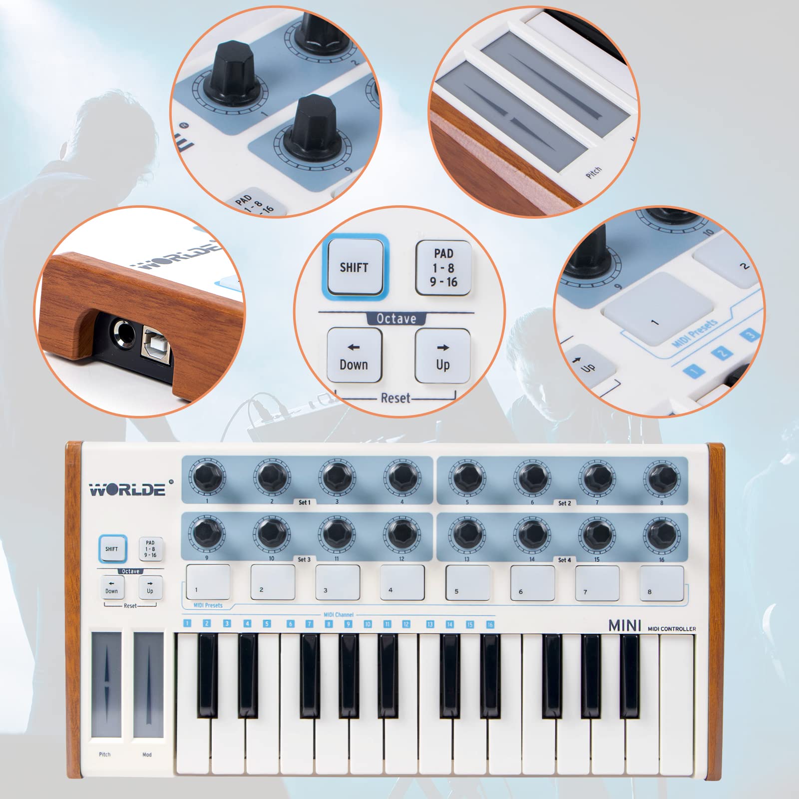 Amazon.com: Midi Controller,lotmusic Worlde TUNA PANDA MINI 25