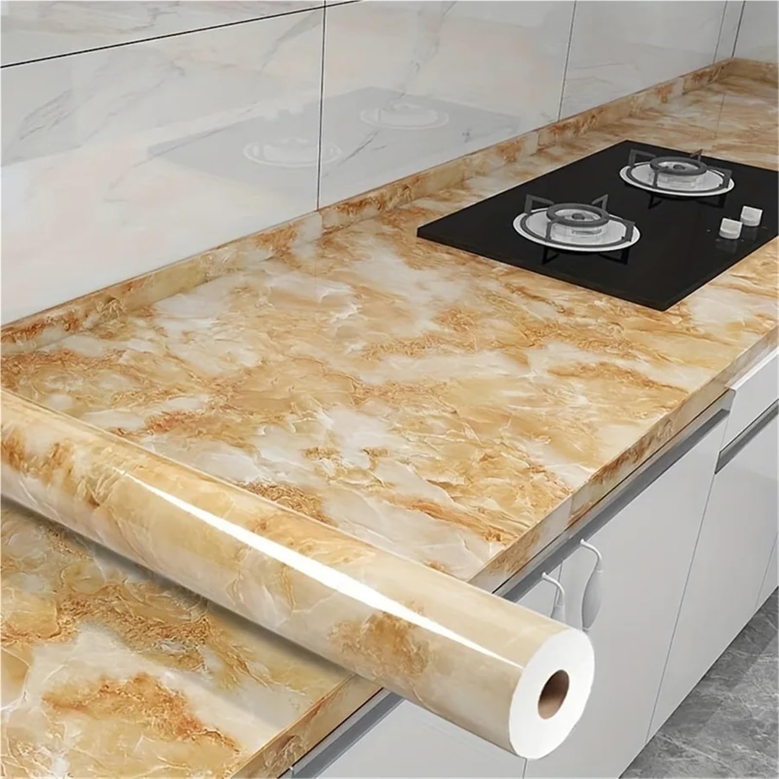 Samoprzylepna folia imitująca marmur, Marble Contact Paper Self-Adhesive Wallpaper Gold(40x100cm)