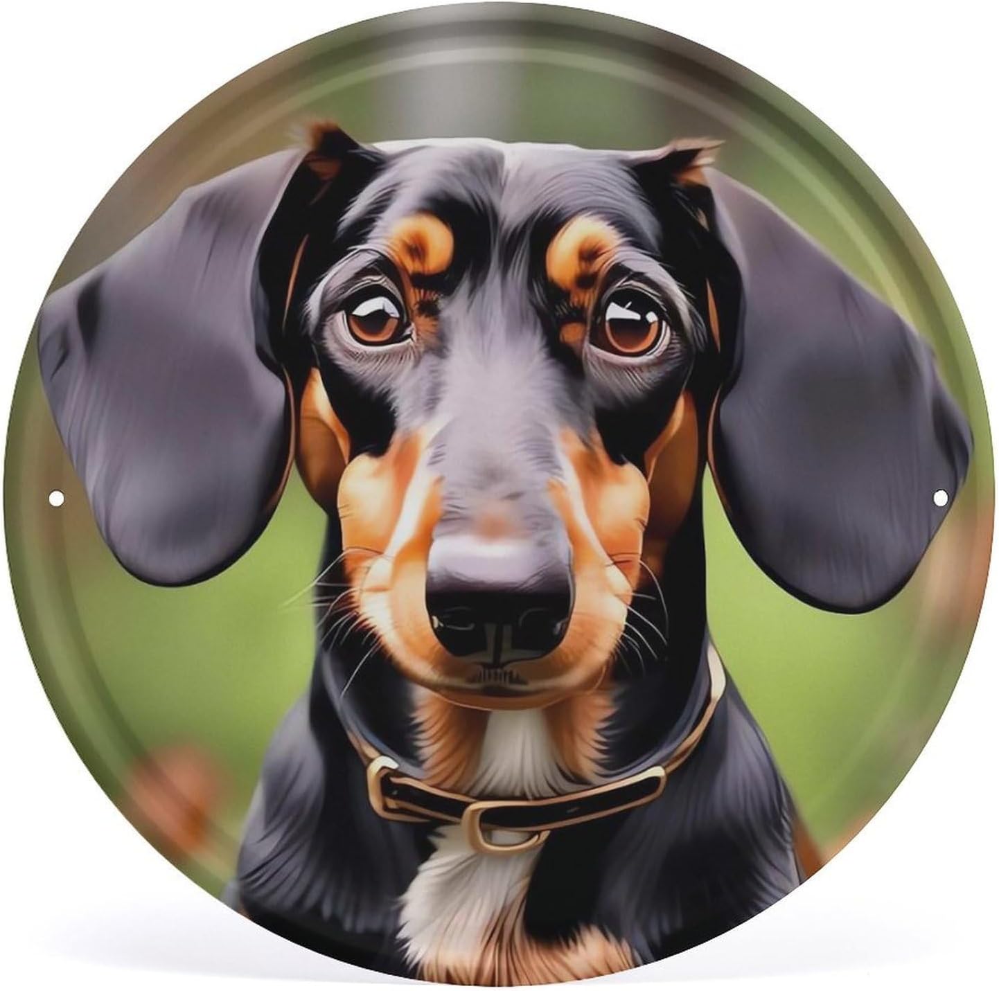 Dachshund Weiner Pet Dogs Round Vintage Tin Sign Metal Wall Plaque Decor