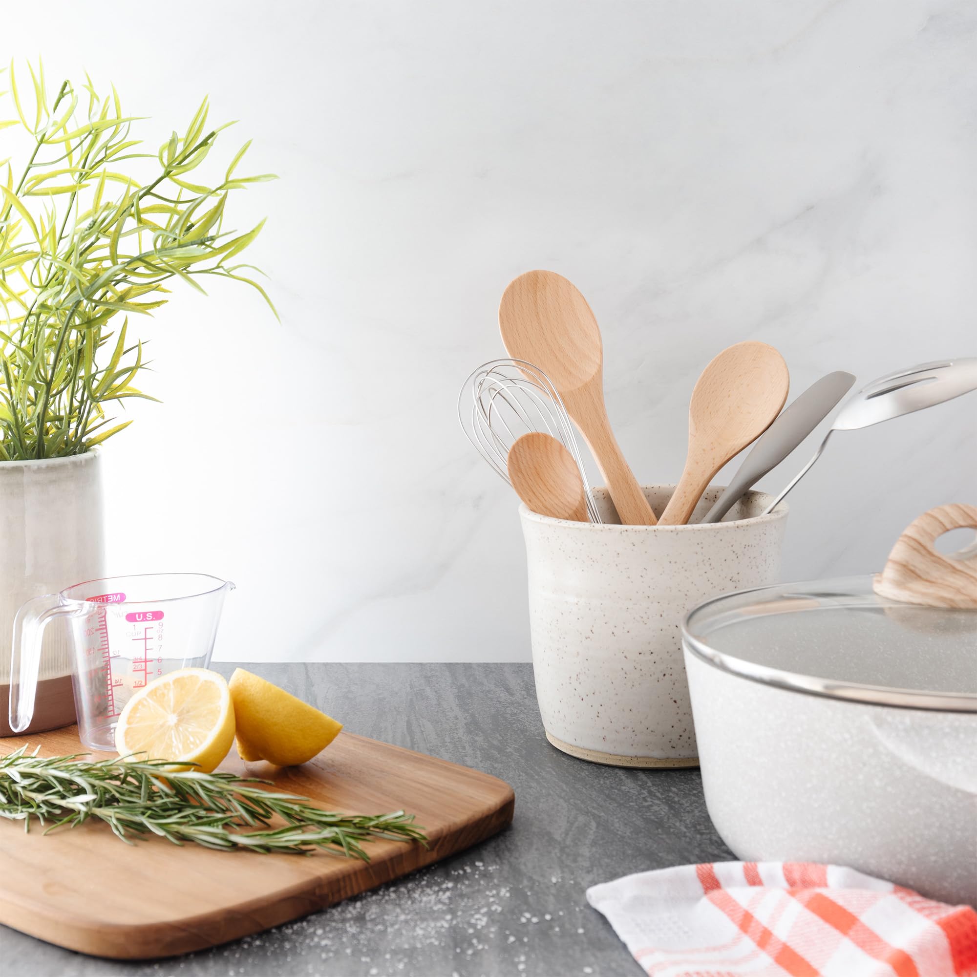 Comfoyar Ustensiles De Cuisine Bois, Set De 7 Cuillère En Bois Pour La Cuisson Avec Spatula Et Ladle, Résistance à La Chaleur Convient Pour Poêles Antiadhésives-Hêtre