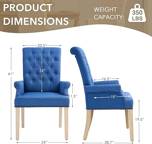 Miniatura 32 de LOULENS Lujosas sillas de comedor de terciopelo, modernas sillas de comedor tapizadas copetudas, reposabrazos con patas de acero inoxidable para