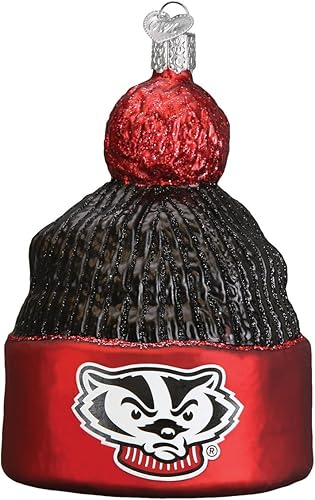 Vista 16 de Old World Christmas University of Wisconsin Badgers - Adornos de vidrio soplado para banderín de árbol de Navidad