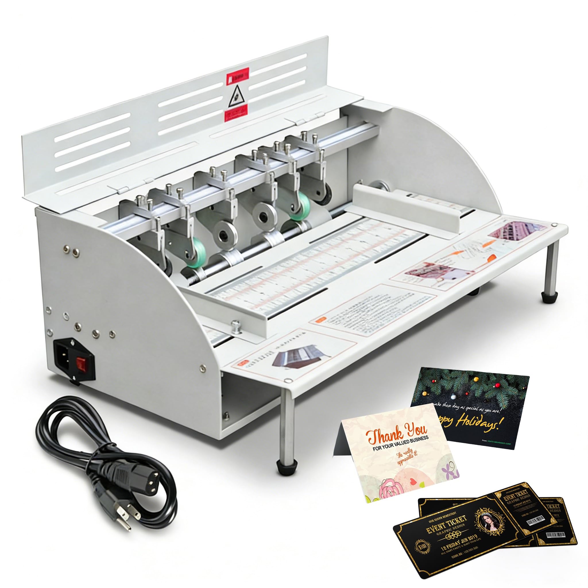 Photo 1 of 110V Electric Paper Folding Machine, 4-in-1 Paper Perforator Cutter Creaser, Max. 18 inch for Paper Greeting Card Kraft Ticket Perforating Folding Creasing Tool