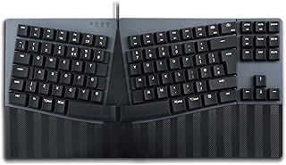 Perixx PERIBOARD-335BL Wired Ergonomic Mechanical Compact Keyboard - Low-Profile Blue Clicky Switches - Programmable Feature with Macro Keys - Compatible with Windows and Mac OS X - UK English
