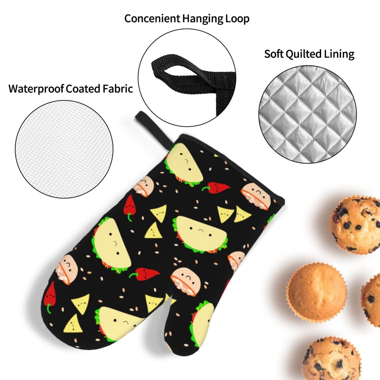 Juego de 4 manoplas para horno con temática de pizza y soportes para ollas, guantes resistentes al calor para cocina, hornear, asar y barbacoa