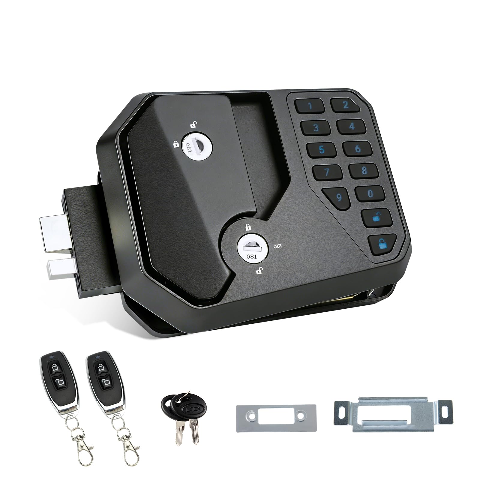 RV Door Lock Keyless Entry with Remote and Password, Waterproof Aluminum Alloy RV Camper Door Latch for RVs with Standard Openings (3.75" x 2.75" x 1.5")