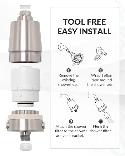 Miniatura 5 de Filtro de ducha de agua dura, elimina el cloro, los metales pesados y las incrustaciones, tecnología KDF para una piel y cabello más suaves, se