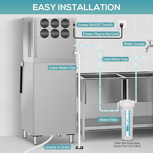 Vista 54 de Nugget Ice Makers - Máquina de hielo de pellets masticables suaves con función de limpieza automática, modo de mezcla de hielo/agua/agua helada, 50