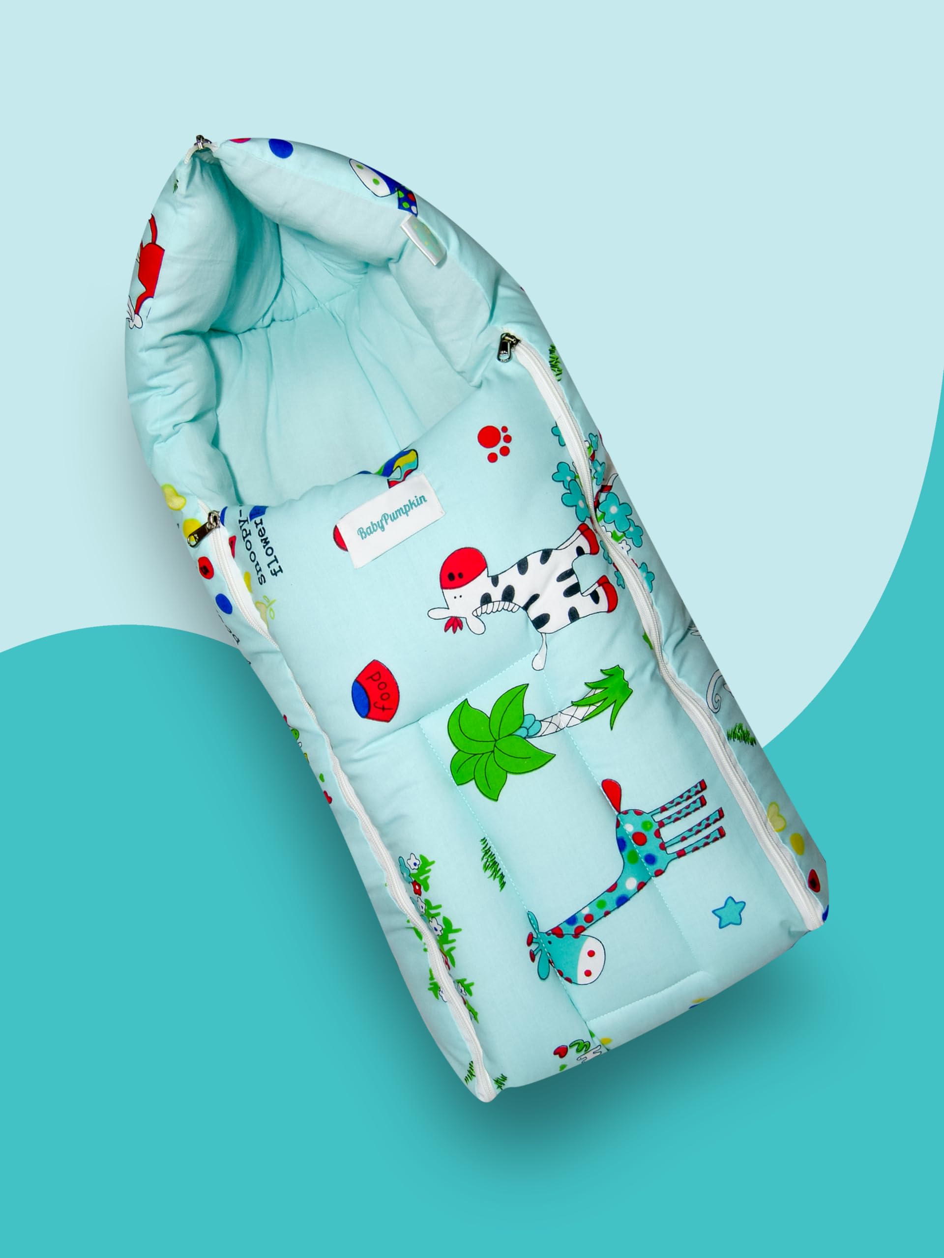 Babypumpkin 3 in 1 Baby Bed, Sleeping Bag & Carry Nest, Cotton Baby Bedding for New Born & Infant, Portable Bassinet, Unisex Baby Sleeping Bed, 0M+ (Green)