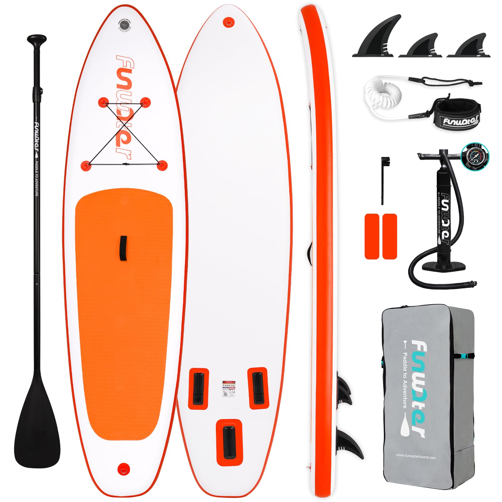 FunWater Inflatable Ultra-Light Stand Up Paddle Board for All Skill Levels with Premium SUP Paddleboard Accessories,Non-Slip Comfort Deck for Youth & Adults