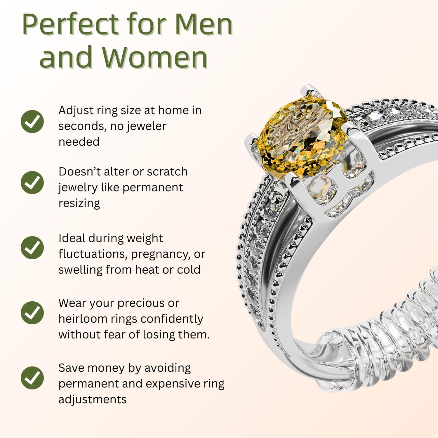 Ring Sizers for Loose Rings, 12 Pieces Invisible Ring Guards with Polishing Cloth, Clear Spiral Ring Tighteners or Spacers, Best Size Fitters for Women and Men
