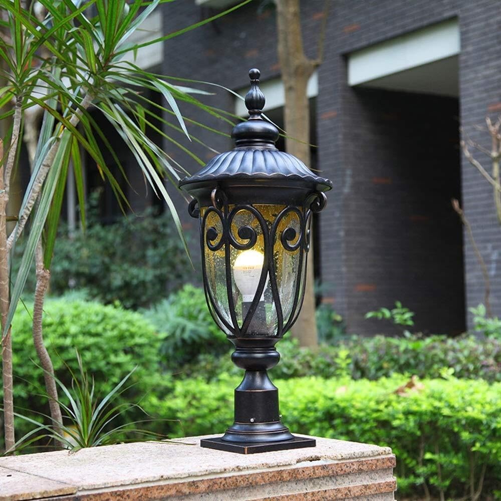 Palo Luce Luci da Esterno in Alluminio, Lampada Palo in Vetro Impermeabile, Giardino, Colonna, Recinzione Stradale Esterno Giardino(23 * 61cm)