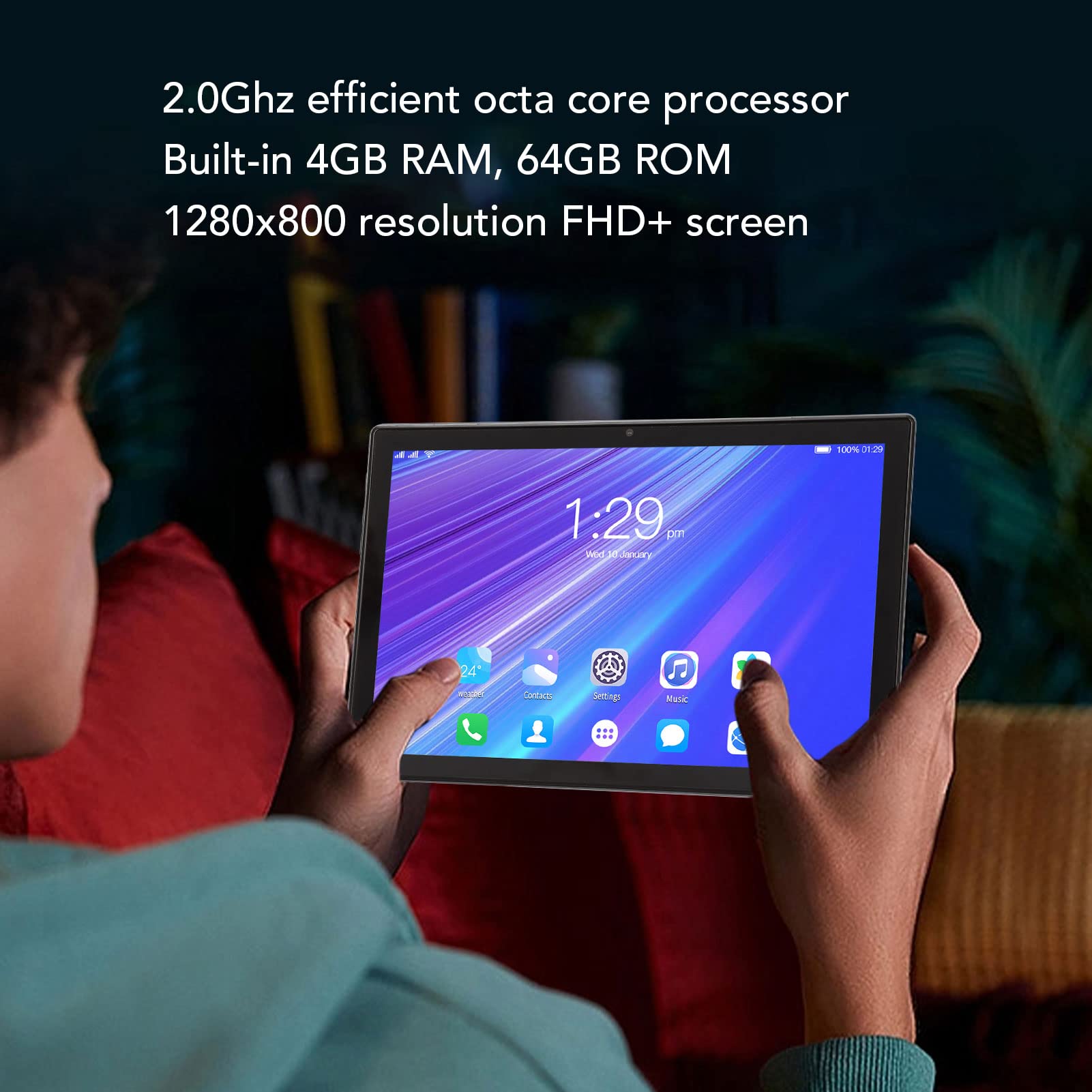 10-calowy tablet dla dzieci, pamięć 128 GB, ekran o rozdzielczości 1280 x 800, obsługa połączeń sieciowych 4G Dual SIM Dual Standby, przenośny tablet Port ładowania USB C dla studentów(Silver Gray)